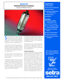 Thumbnail of document Data Sheet - 567 Industrial Pressure Transducer